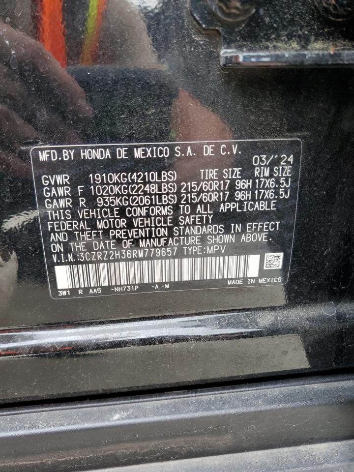 2024 Honda Hr-V Lx VIN: 3CZRZ2H36RM779657 Lot: 63030095