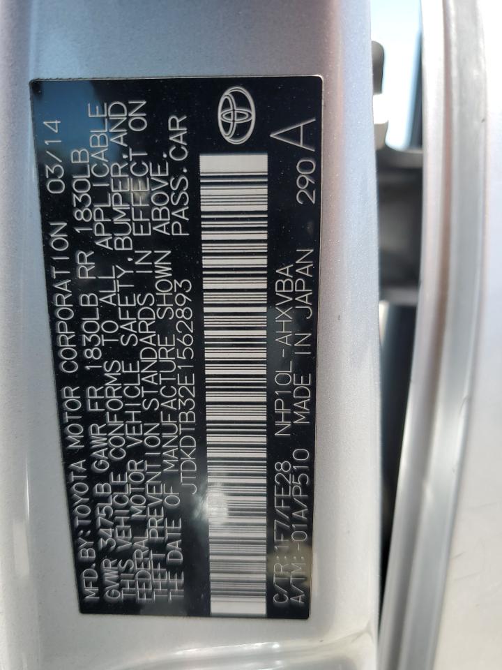 2014 Toyota Prius C VIN: JTDKDTB32E1562893 Lot: 64335205