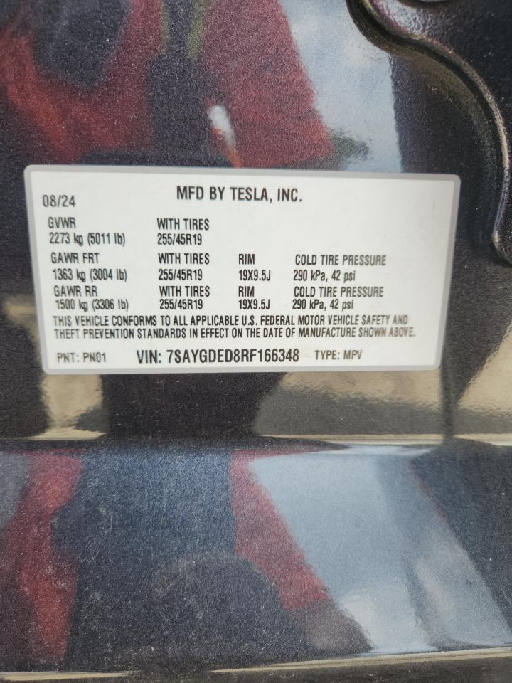 2024 Tesla Model Y VIN: 7SAYGDED8RF166348 Lot: 65170815
