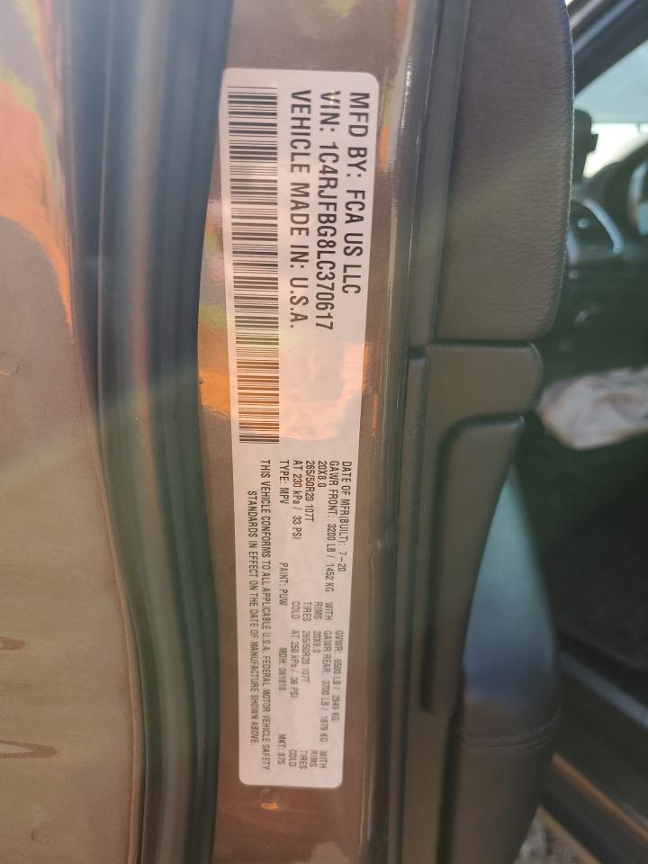 2020 Jeep Grand Cherokee Limited VIN: 1C4RJFBG8LC370617 Lot: 64841845