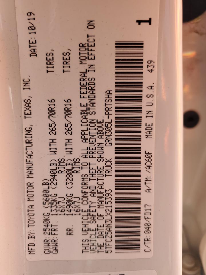 5TFCZ5AN3LX215393 2020 Toyota Tacoma Double Cab