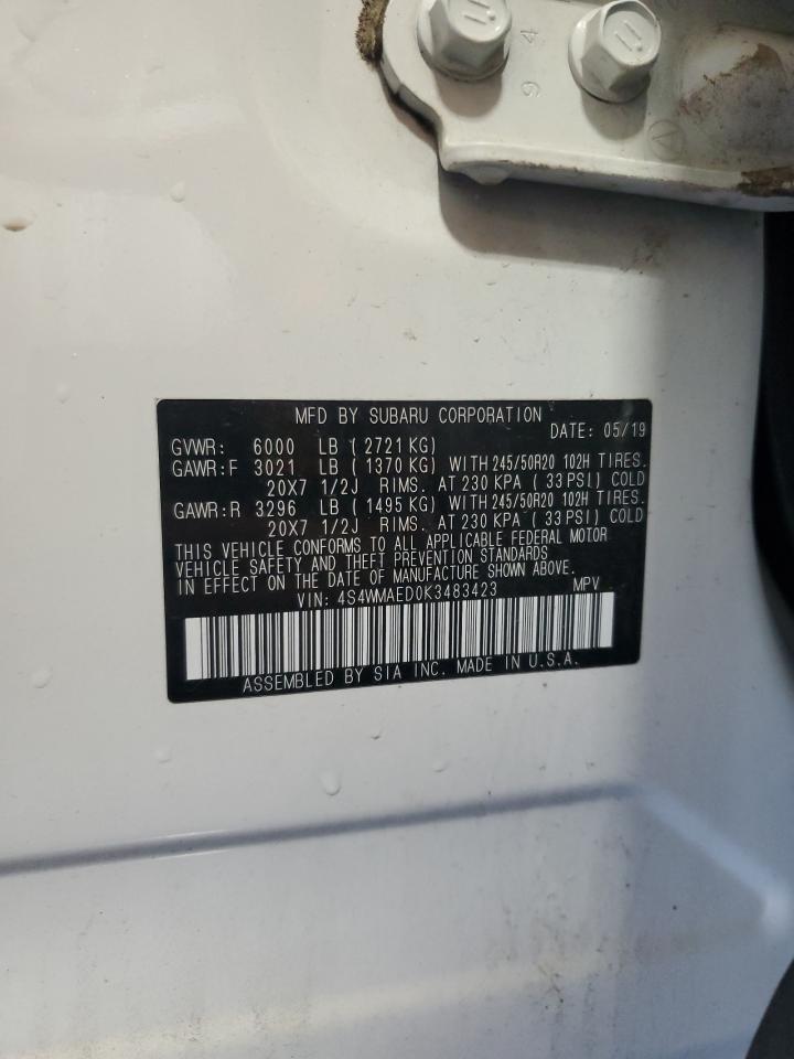 2019 Subaru Ascent Premium VIN: 4S4WMAED0K3483423 Lot: 65254255