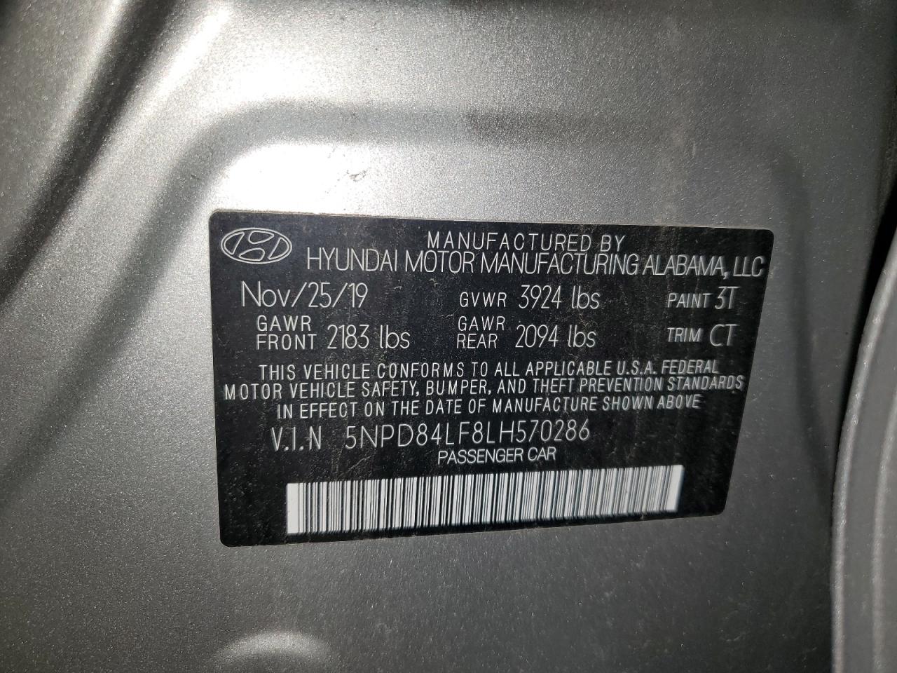 2020 Hyundai Elantra Sel VIN: 5NPD84LF8LH570286 Lot: 64358805