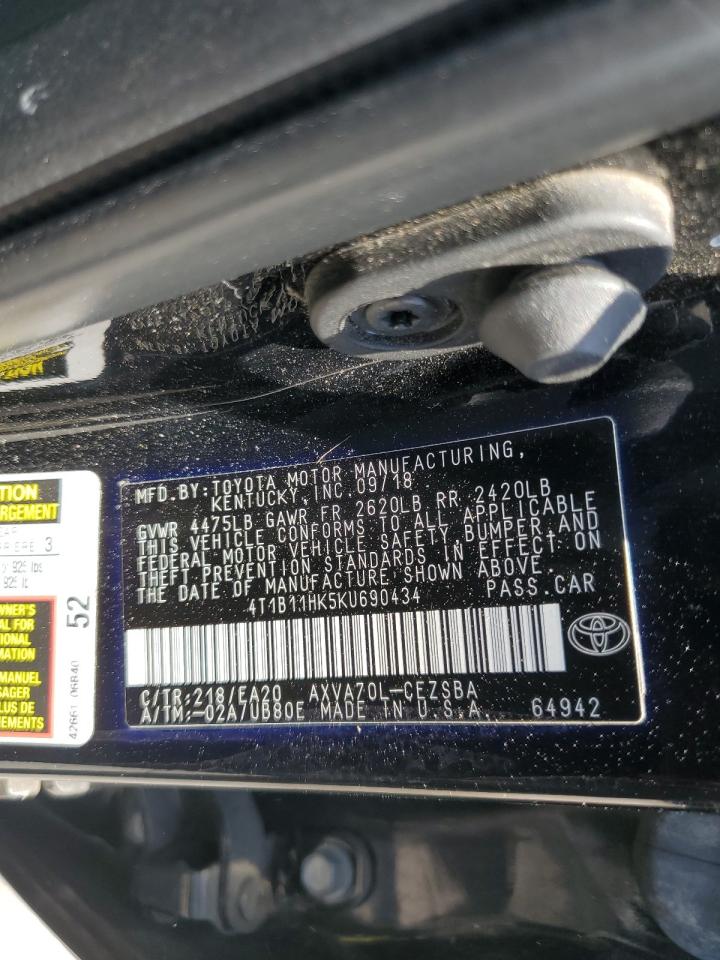 2019 Toyota Camry L VIN: 4T1B11HK5KU690434 Lot: 65616765