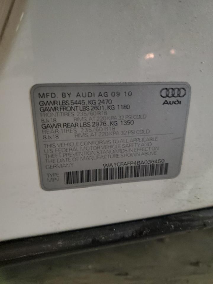 2011 Audi Q5 Premium VIN: WA1CFAFP4BA036450 Lot: 65574405