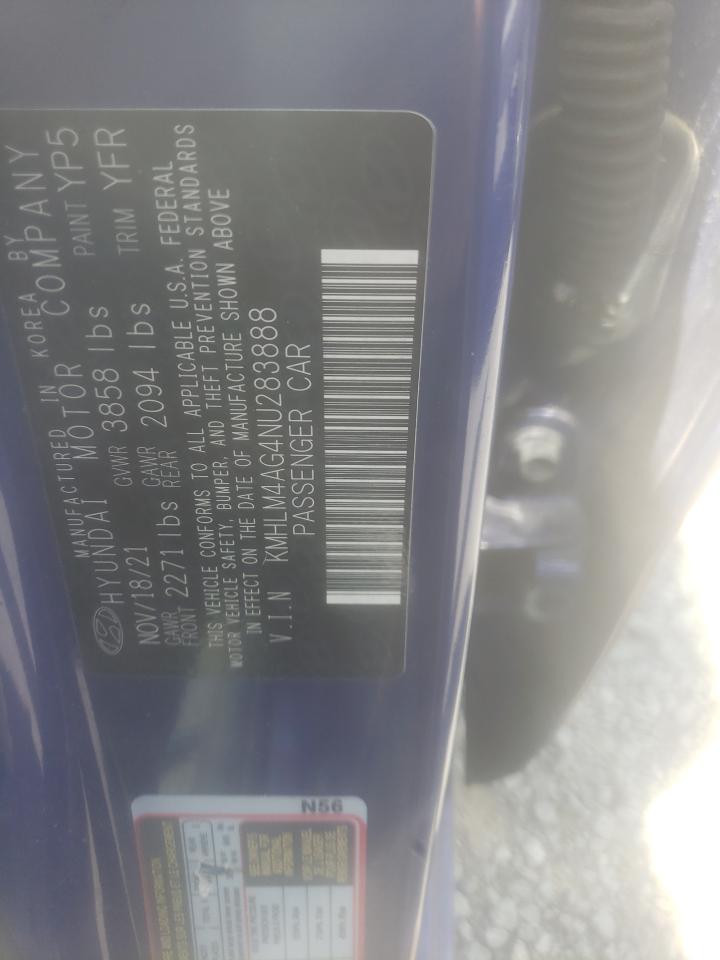 2022 Hyundai Elantra Sel VIN: KMHLM4AG4NU283888 Lot: 63212015