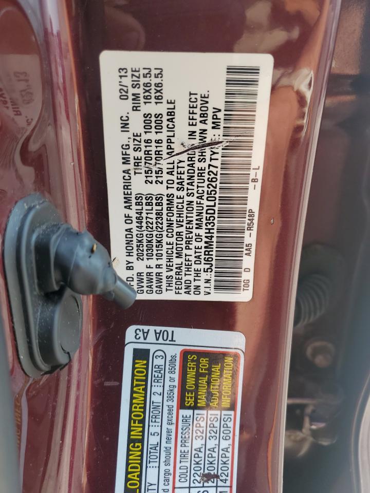 2013 Honda Cr-V Lx VIN: 5J6RM4H35DL052627 Lot: 64413425