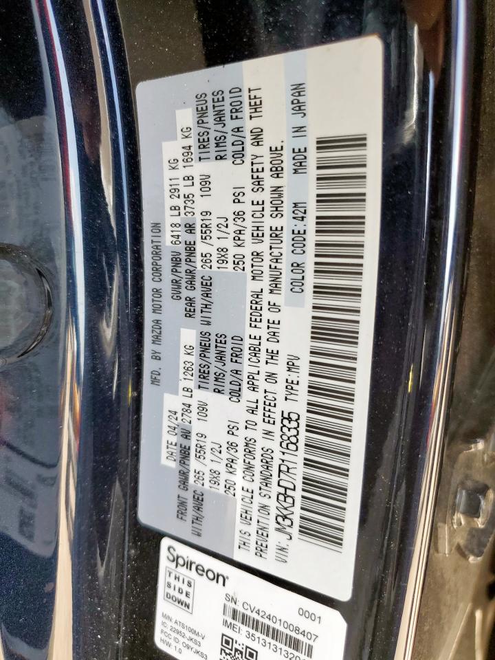 2024 Mazda Cx-90 Preferred VIN: JM3KKBHD7R1168335 Lot: 63280055