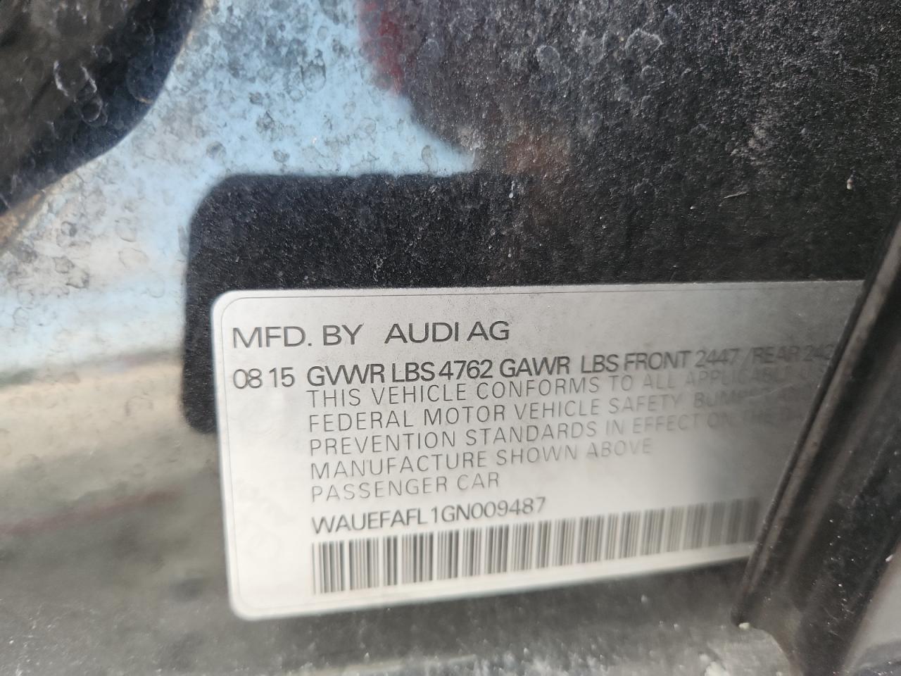 2016 Audi A4 Premium Plus S-Line VIN: WAUEFAFL1GN009487 Lot: 63371235
