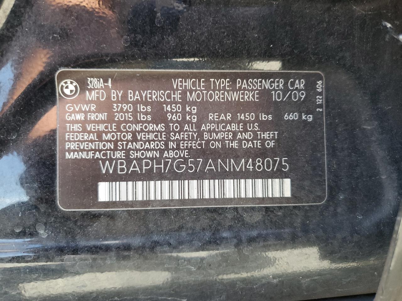 wbaph7g57anm48075 WBAPH7G57ANM48075 2010 BMW 328 I