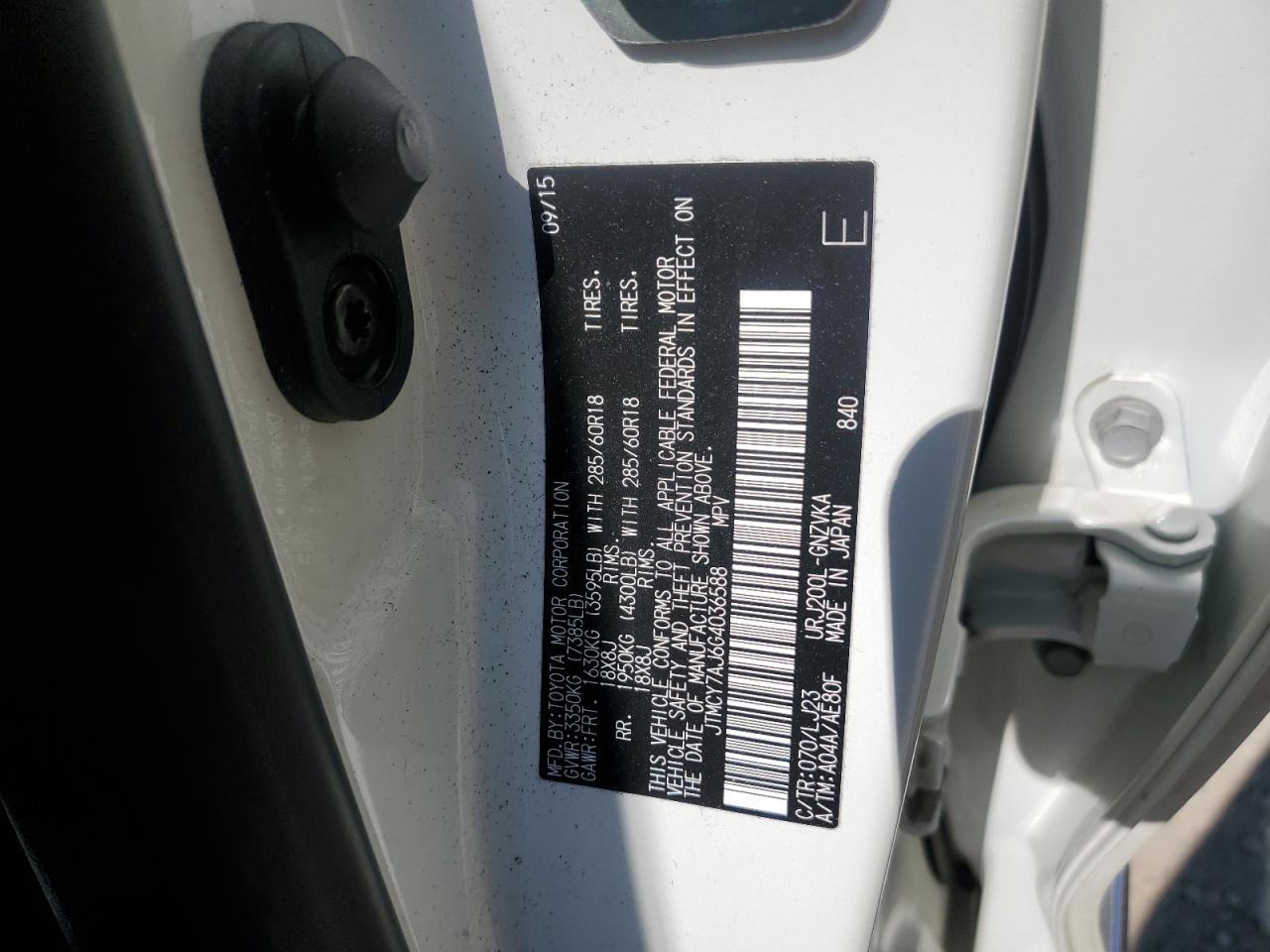 2016 Toyota Land Cruiser VIN: JTMCY7AJ6G4036588 Lot: 63081035