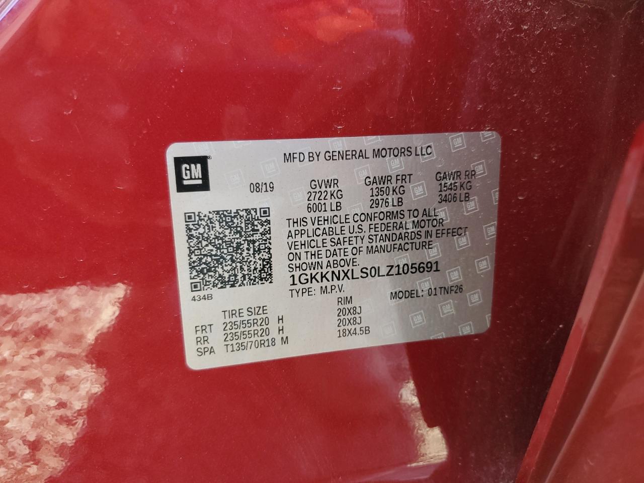 2020 GMC Acadia Denali VIN: 1GKKNXLS0LZ105691 Lot: 65053375