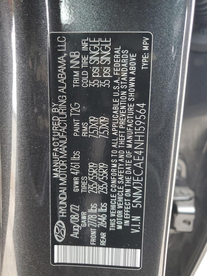 2022 Hyundai Tucson Limited VIN: 5NMJECAE4NH159564 Lot: 63328705