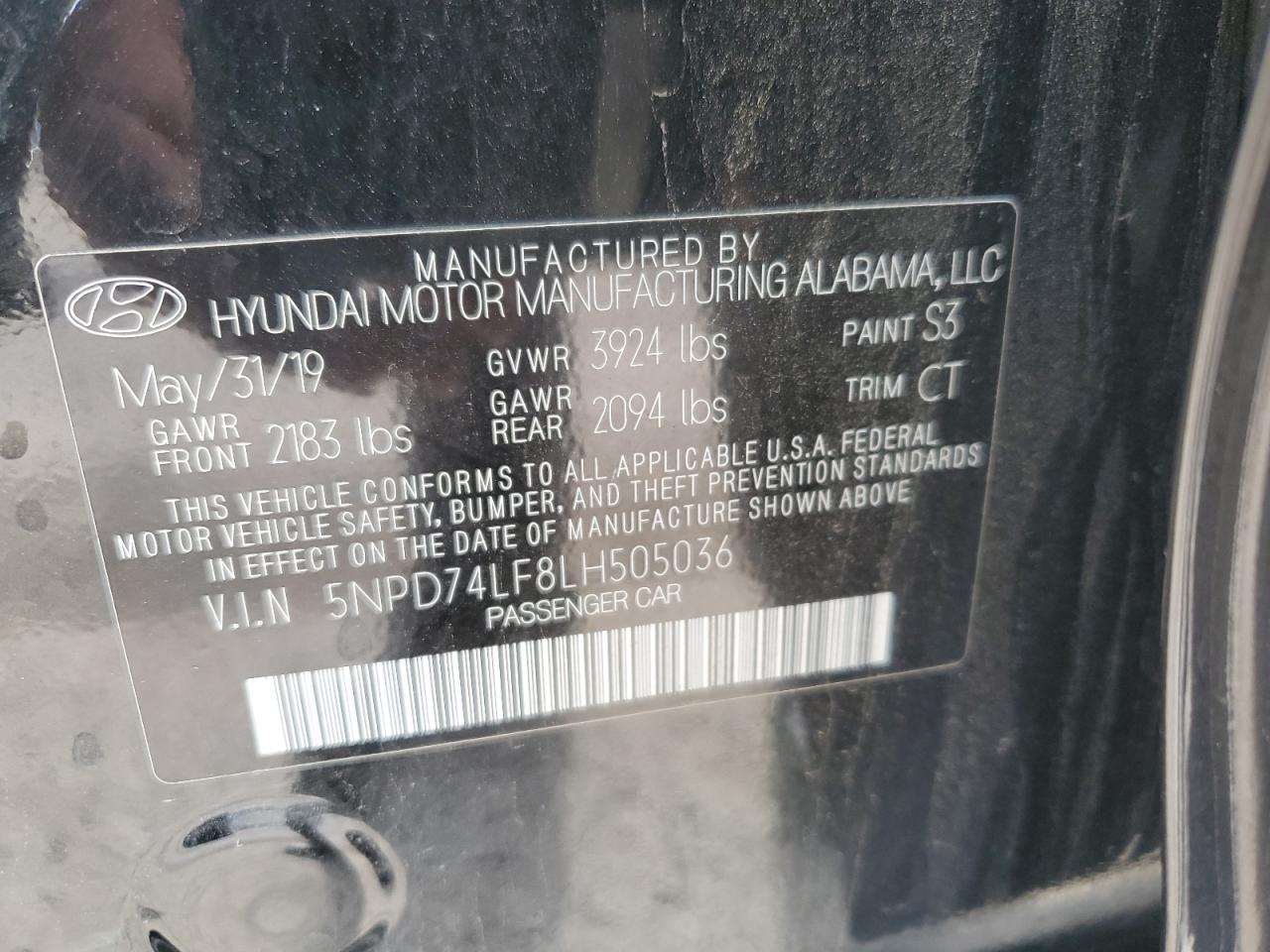 2020 Hyundai Elantra Se VIN: 5NPD74LF8LH505036 Lot: 63349905
