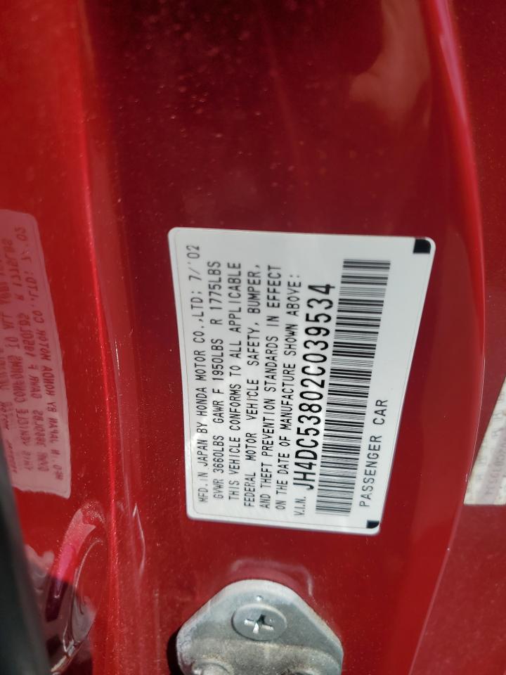 2002 Acura Rsx VIN: JH4DC53802C039534 Lot: 63279915