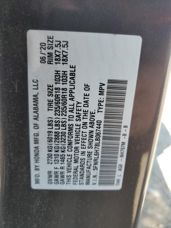 2020 Honda Odyssey Exl VIN: 5FNRL6H78LB067440 Lot: 63435315
