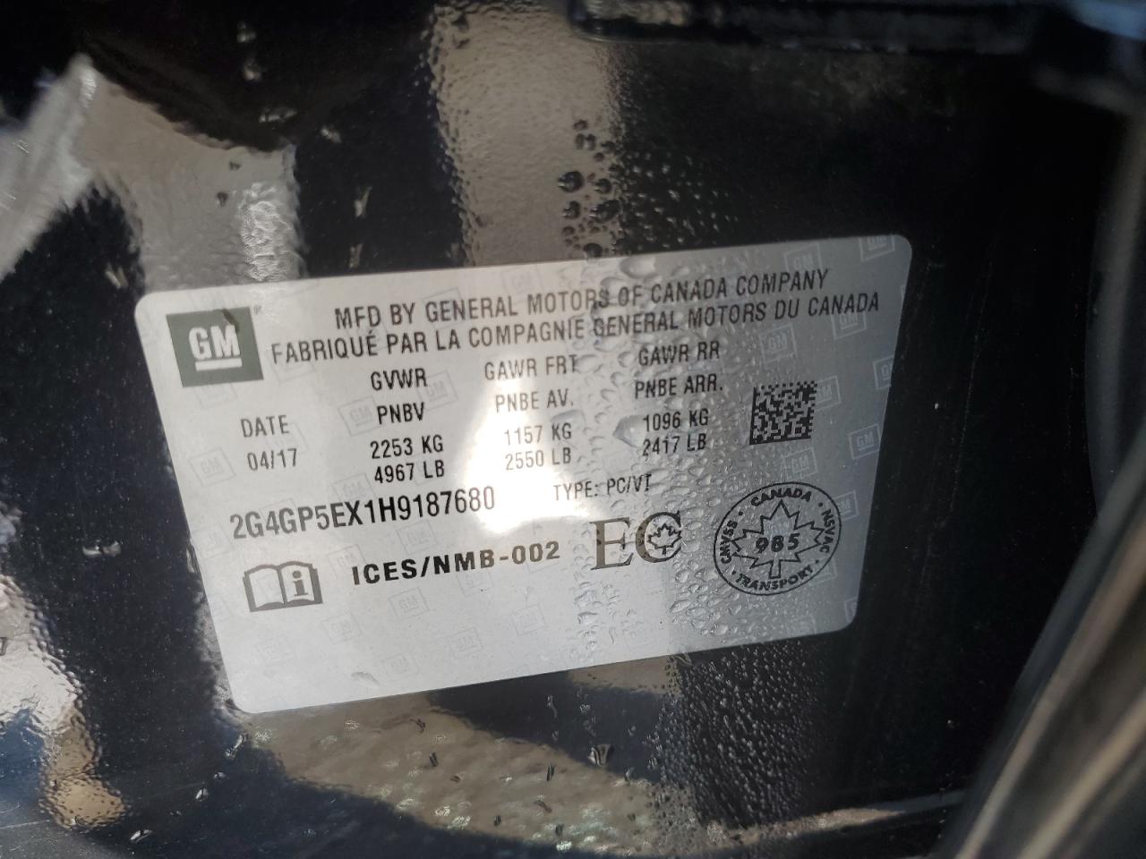 2017 Buick Regal Premium VIN: 2G4GP5EX1H9187680 Lot: 63509265