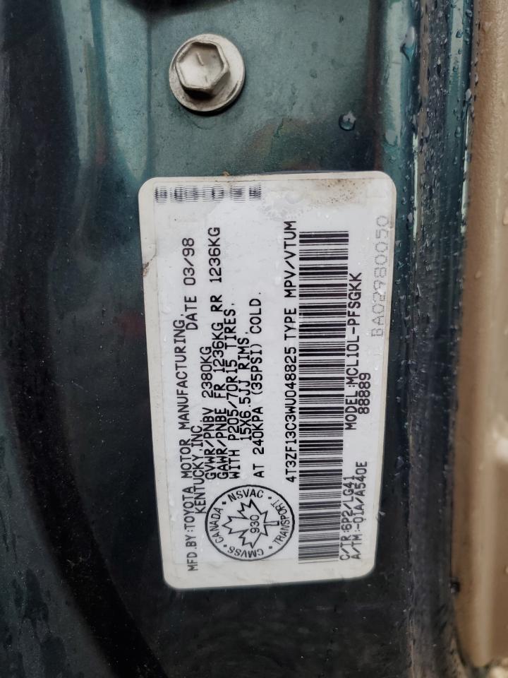 1998 Toyota Sienna Le VIN: 4T3ZF13C3WU048825 Lot: 63499305