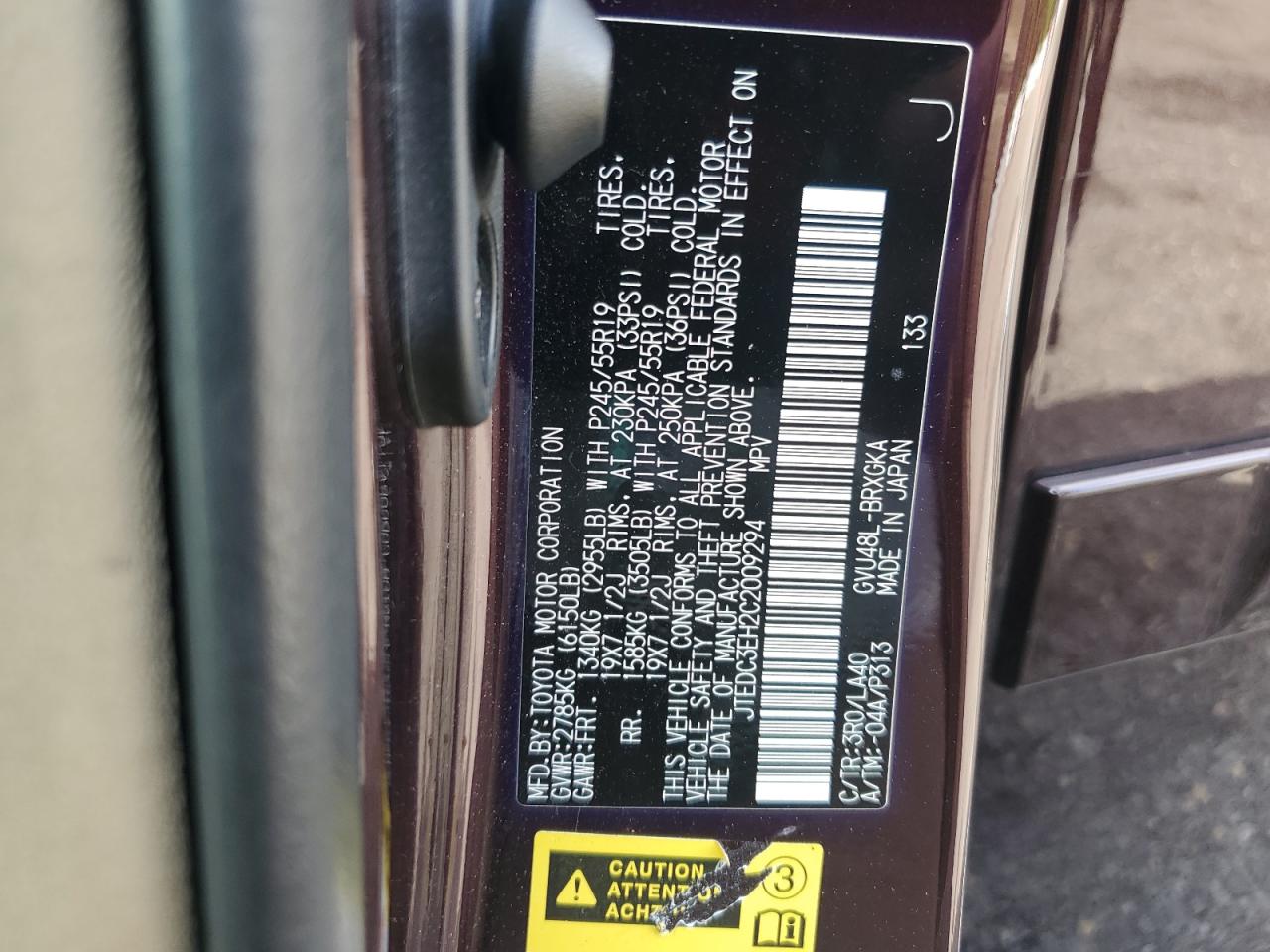 2012 Toyota Highlander Hybrid Limited VIN: JTEDC3EH2C2009294 Lot: 64008305