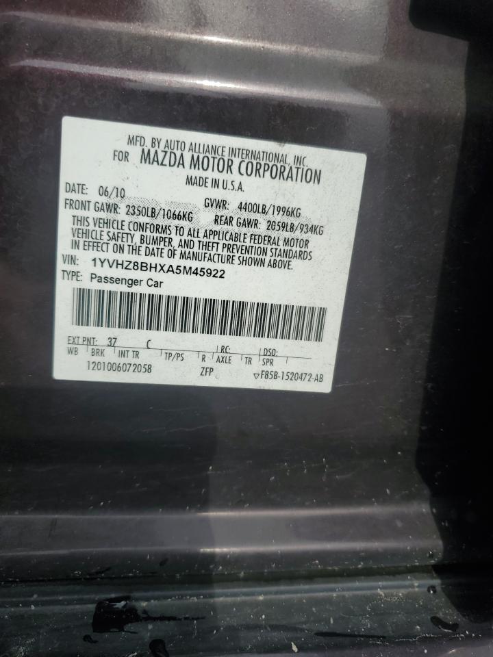 2010 Mazda 6 I VIN: 1YVHZ8BHXA5M45922 Lot: 64419565