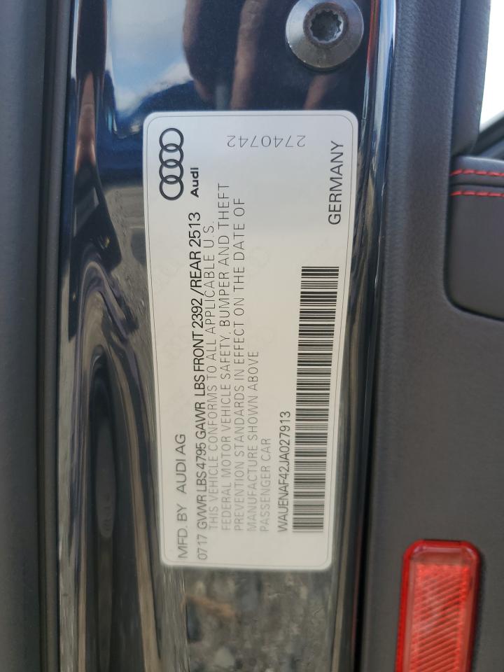 2018 Audi A4 Premium Plus VIN: WAUENAF42JA027913 Lot: 65035705