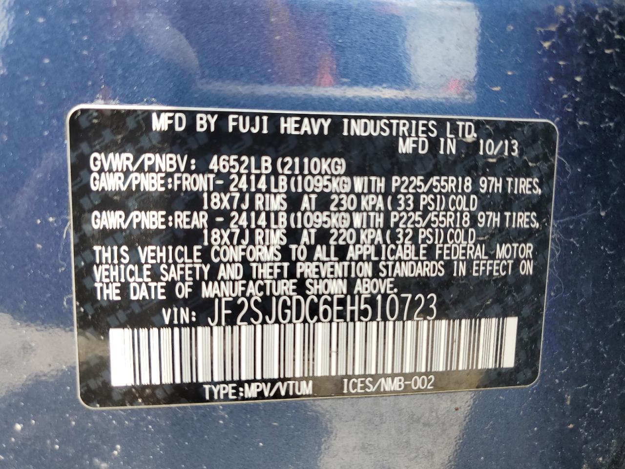 2014 Subaru Forester 2.0Xt Premium VIN: JF2SJGDC6EH510723 Lot: 62525685