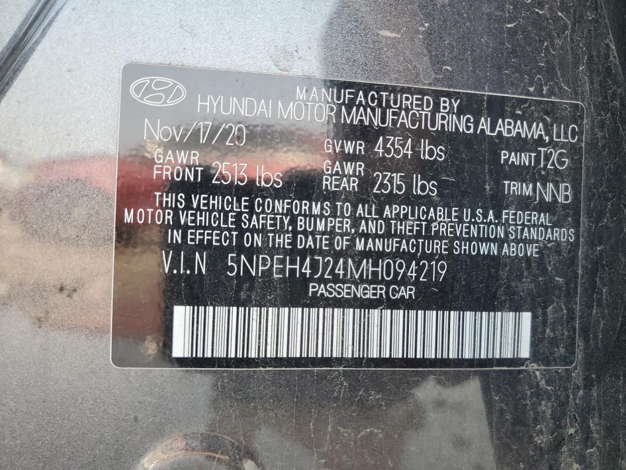 2021 Hyundai Sonata Limited VIN: 5NPEH4J24MH094219 Lot: 67013165