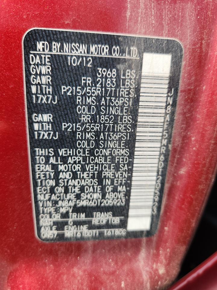 2013 Nissan Juke S VIN: JN8AF5MR6DT205923 Lot: 63516705