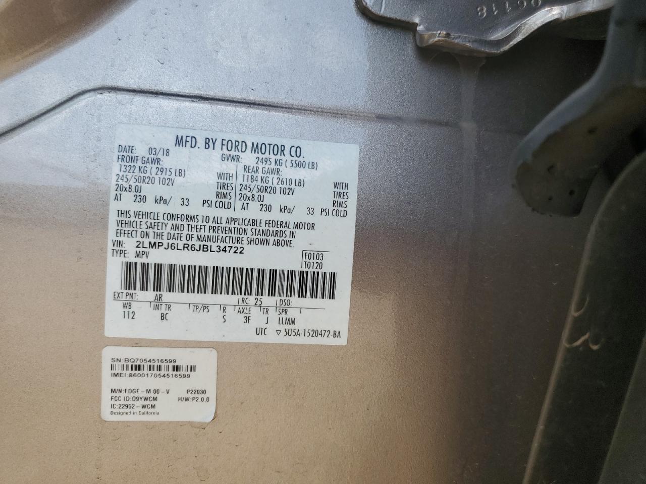 2lmpj6lr6jbl34722 2LMPJ6LR6JBL34722 2018 Lincoln Mkx Reserve
