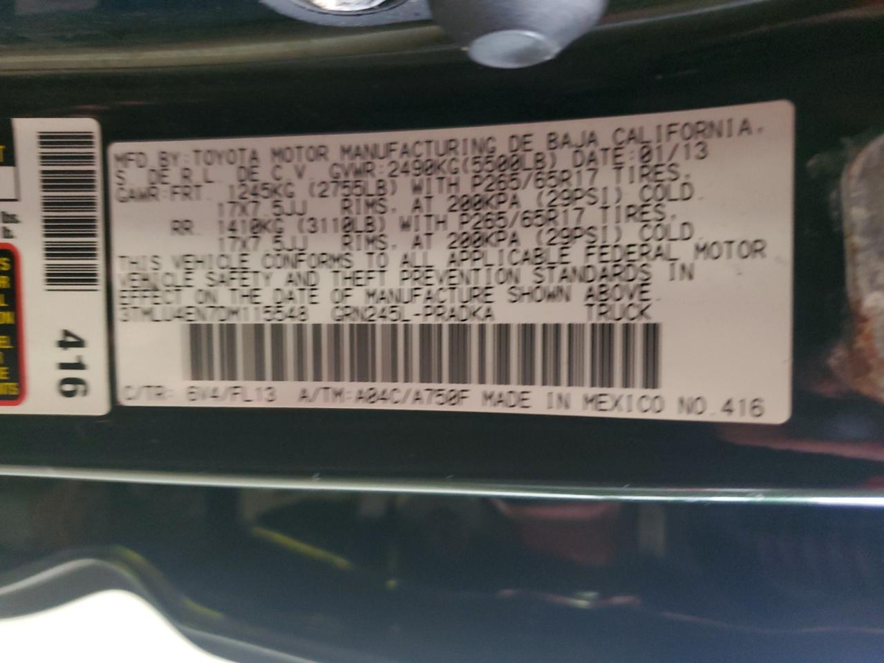2013 Toyota Tacoma Double Cab VIN: 3TMLU4EN7DM115548 Lot: 64413745