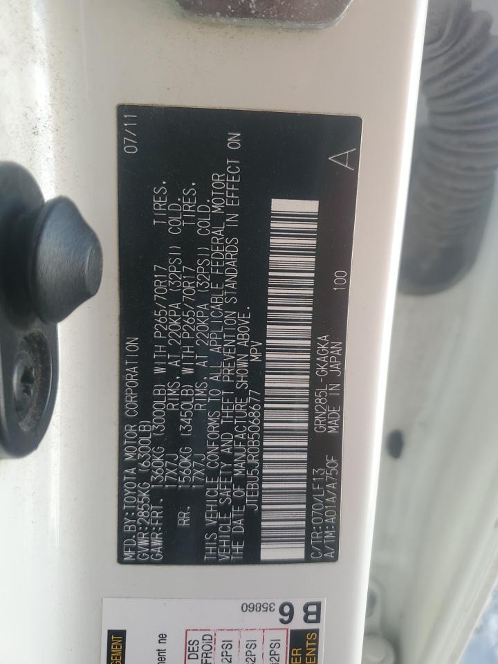 2011 Toyota 4Runner Sr5 VIN: JTEBU5JR0B5068677 Lot: 62597285