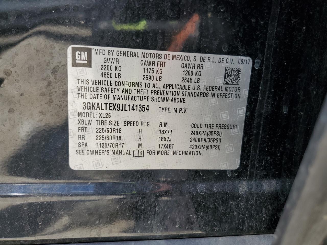 2018 GMC Terrain Sle VIN: 3GKALTEX9JL141354 Lot: 63712855
