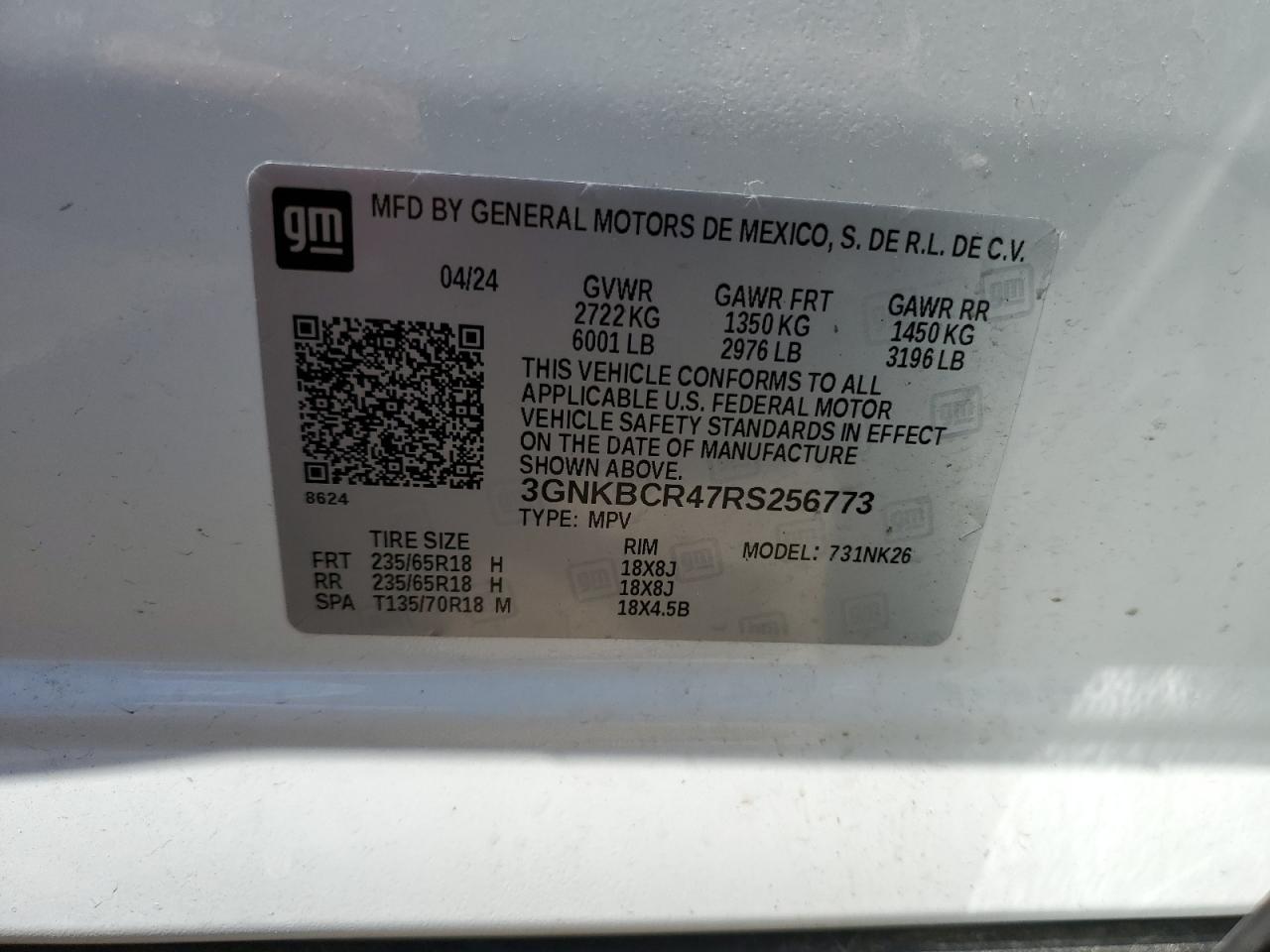 3gnkbcr47rs256773 3GNKBCR47RS256773 2024 Chevrolet Blazer 2Lt
