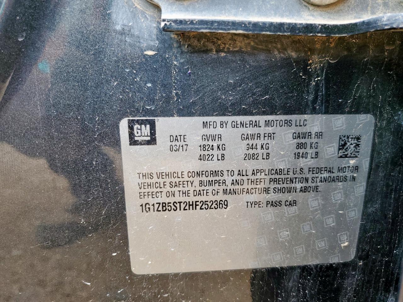 2017 Chevrolet Malibu Ls VIN: 1G1ZB5ST2HF252369 Lot: 63533985