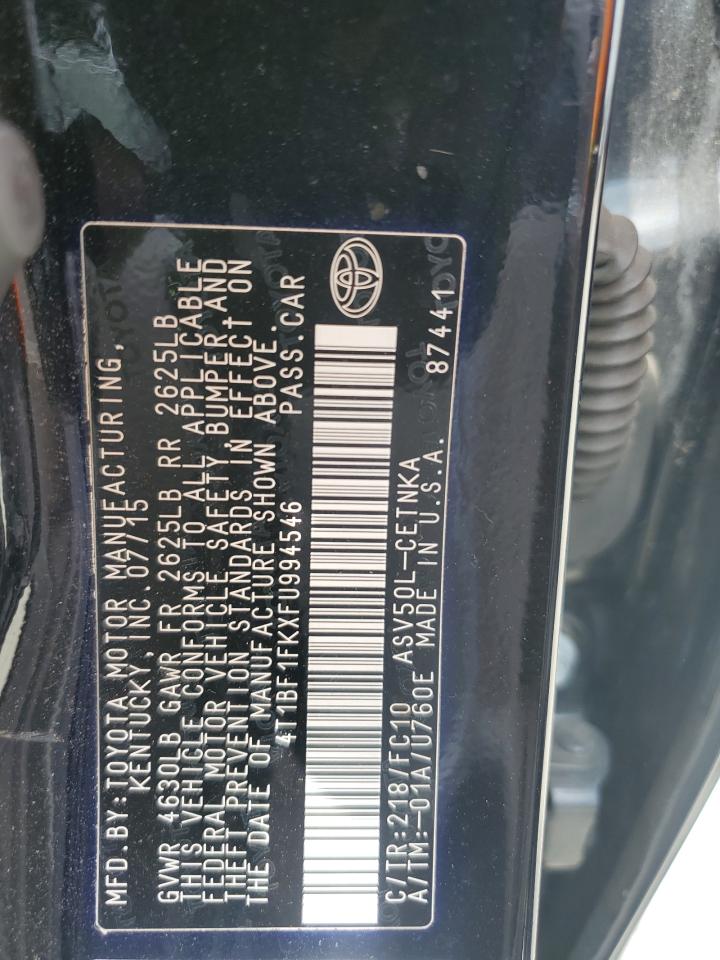 2015 Toyota Camry Le VIN: 4T1BF1FKXFU994546 Lot: 65344085