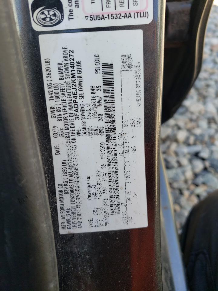 2019 Ford Fiesta Se VIN: 3FADP4EJ2KM140272 Lot: 65239345