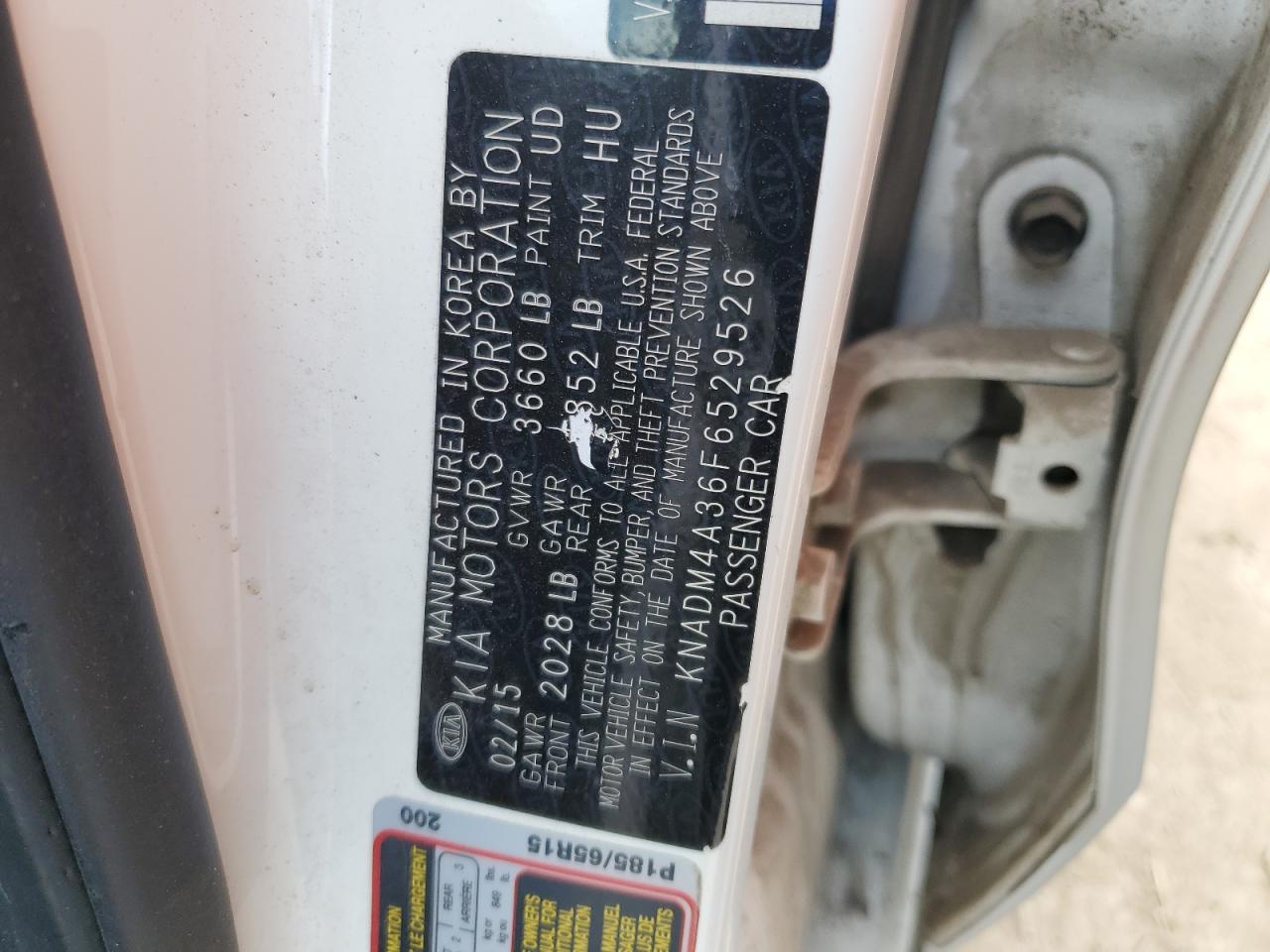 2015 Kia Rio Lx VIN: KNADM4A36F6529526 Lot: 65147995