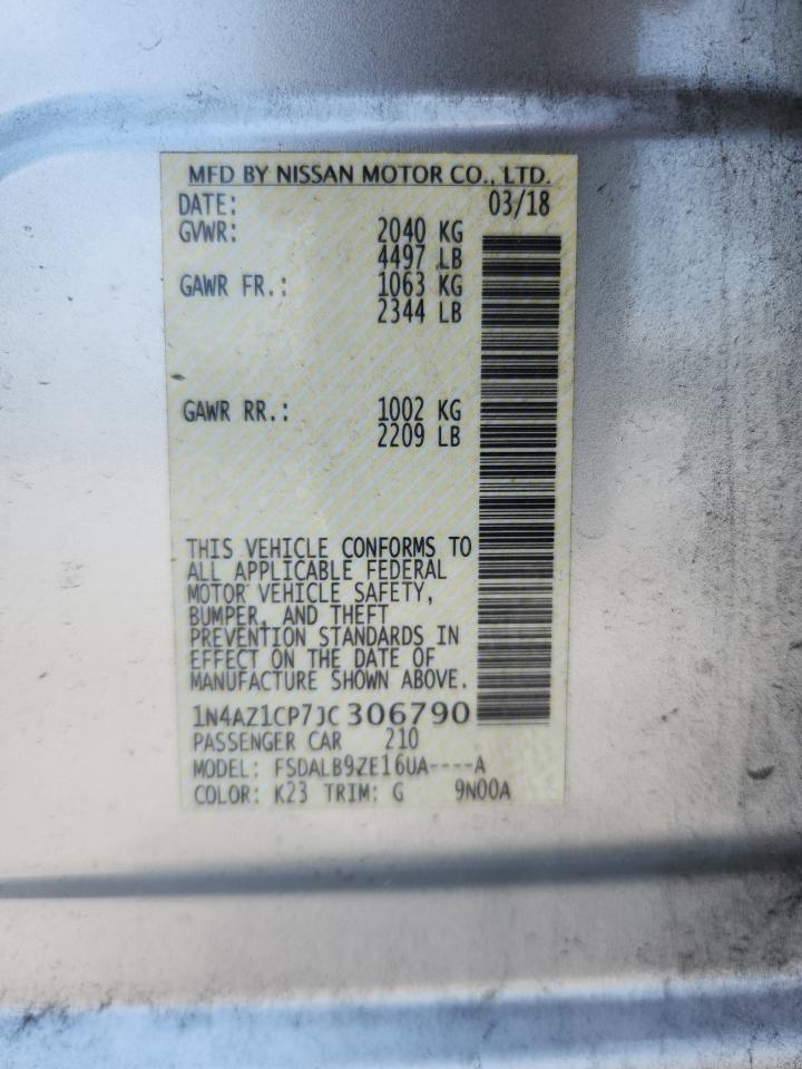 2018 Nissan Leaf S VIN: 1N4AZ1CP7JC306790 Lot: 64834865