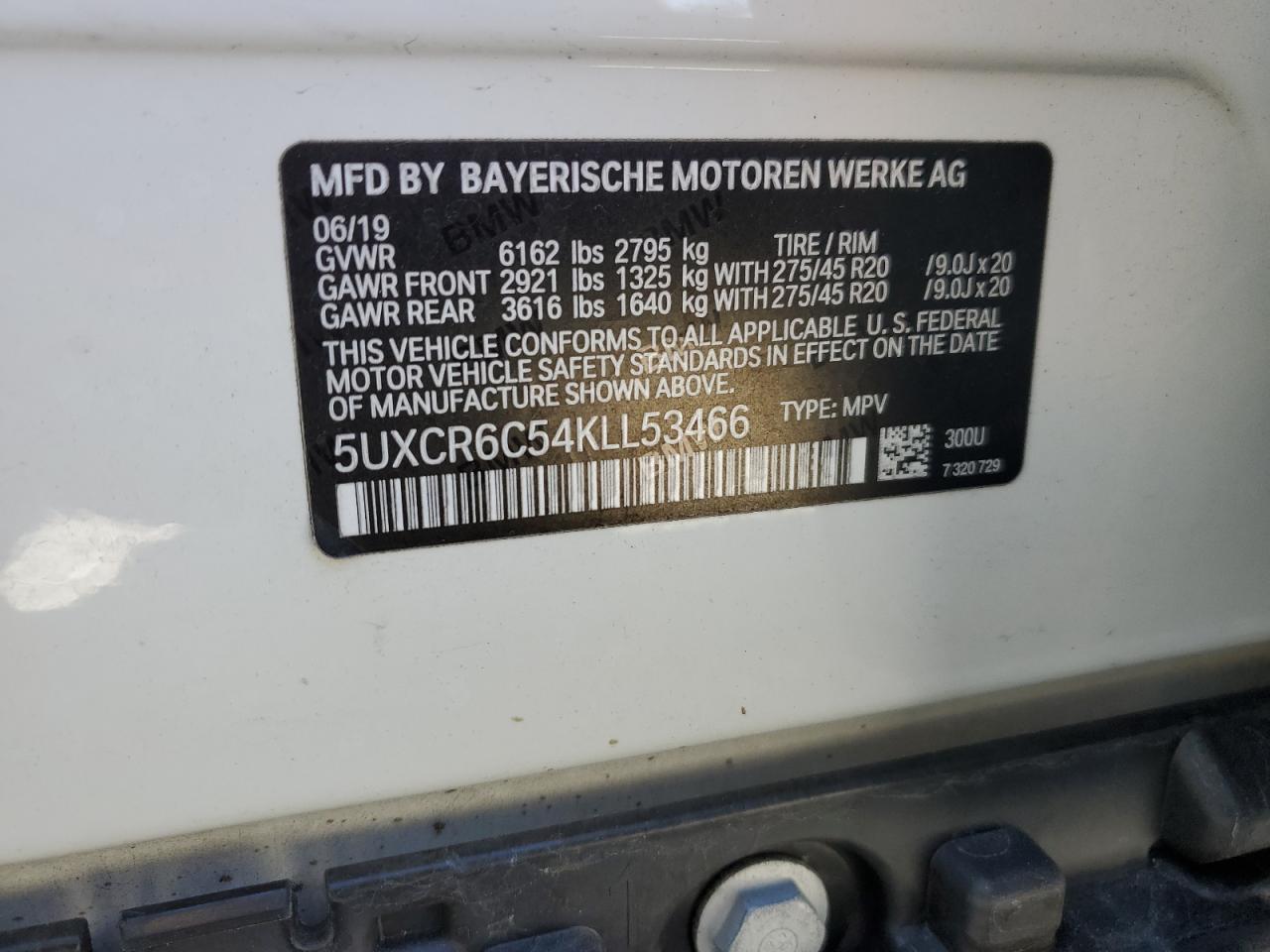 2019 BMW X5 xDrive40I VIN: 5UXCR6C54KLL53466 Lot: 63035695