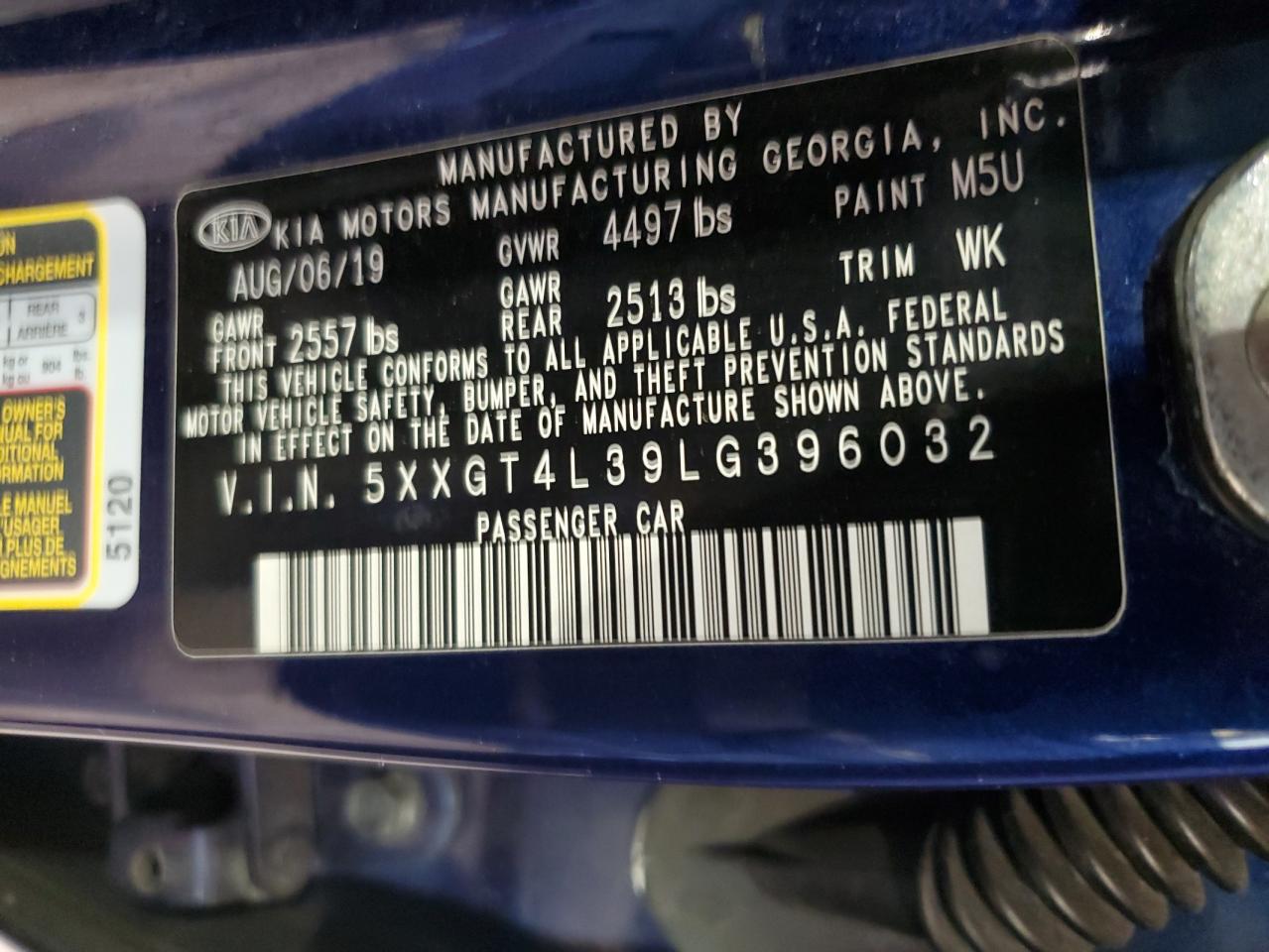 5xxgt4l39lg396032 5XXGT4L39LG396032 2020 Kia Optima Lx