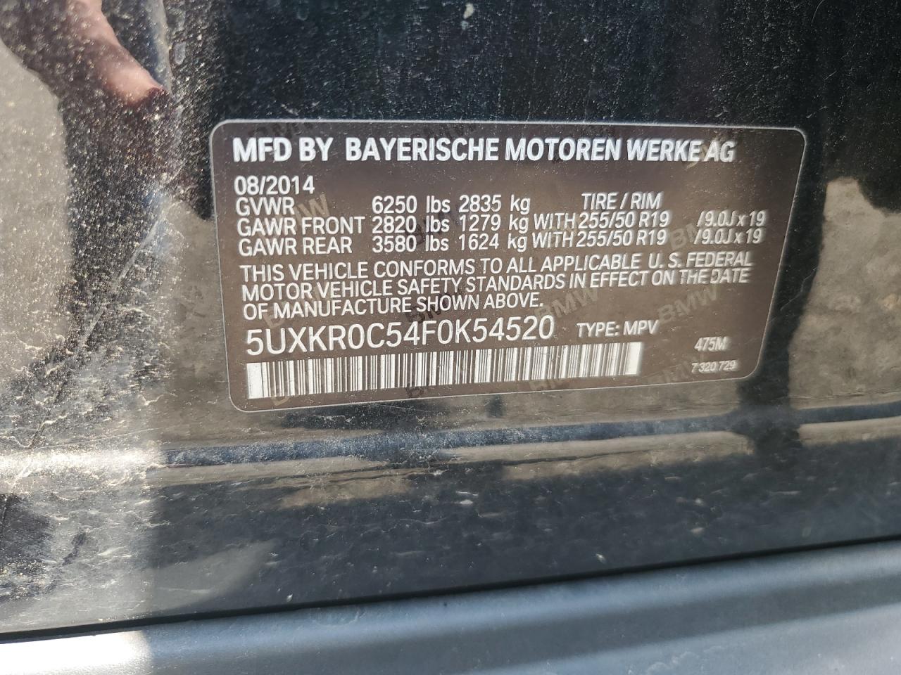 2015 BMW X5 xDrive35I VIN: 5UXKR0C54F0K54520 Lot: 62729395