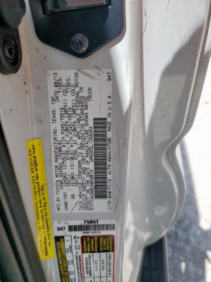 2013 Toyota Tacoma Prerunner Access Cab VIN: 5TFTU4GN8DX049874 Lot: 64444375