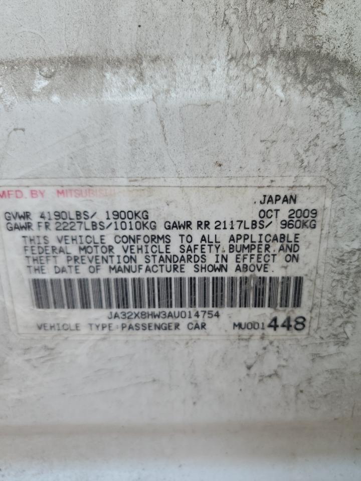 2010 Mitsubishi Lancer Gts VIN: JA32X8HW3AU014754 Lot: 63276635