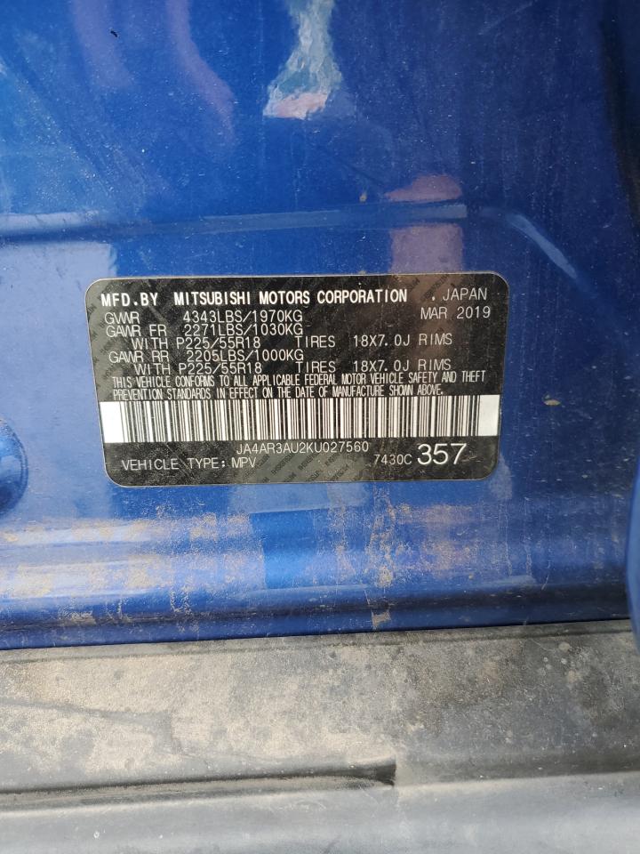 2019 Mitsubishi Outlander Sport Es VIN: JA4AR3AU2KU027560 Lot: 62614595