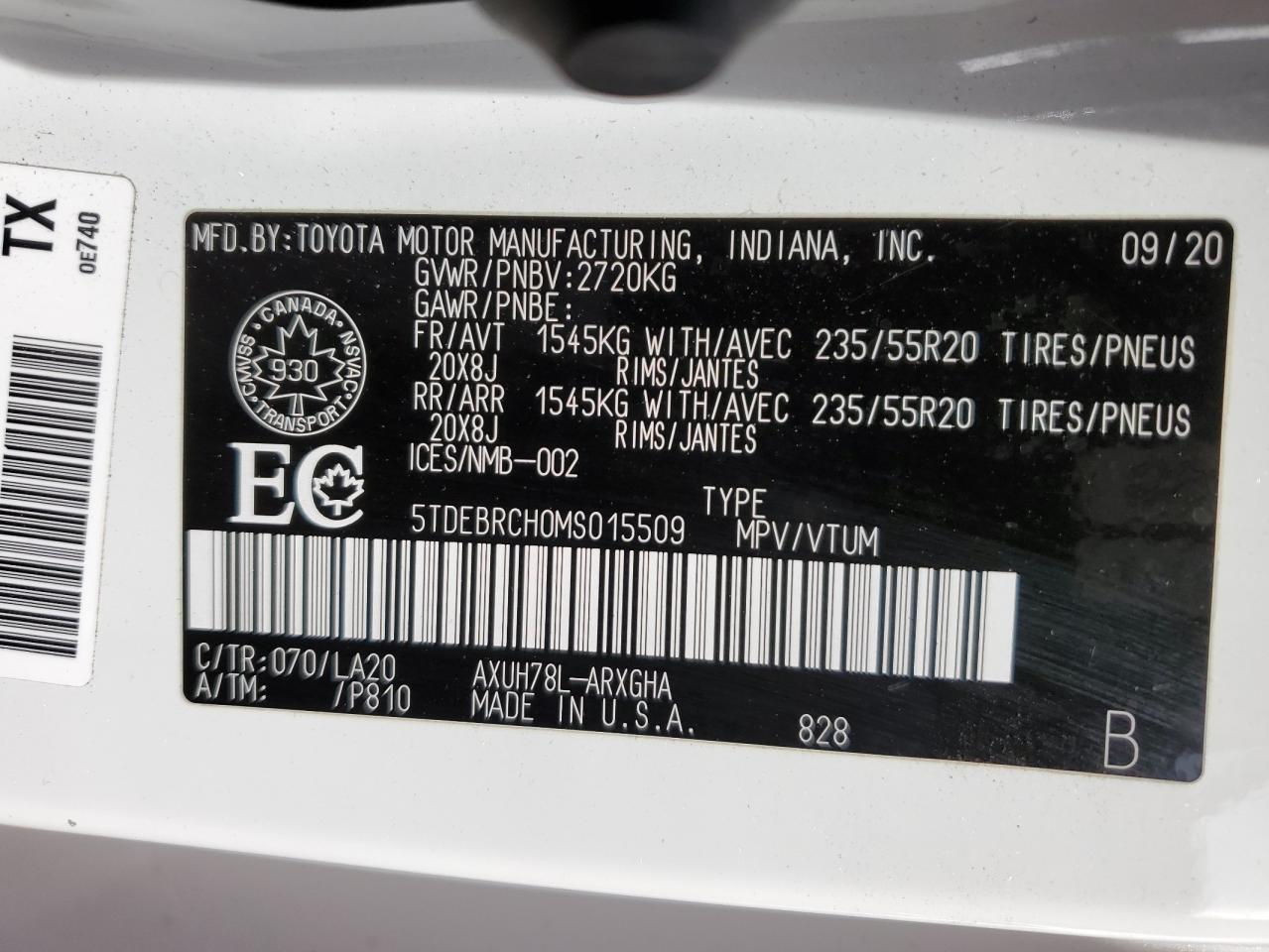2021 Toyota Highlander Hybrid Platinum VIN: 5TDEBRCH0MS015509 Lot: 61489995