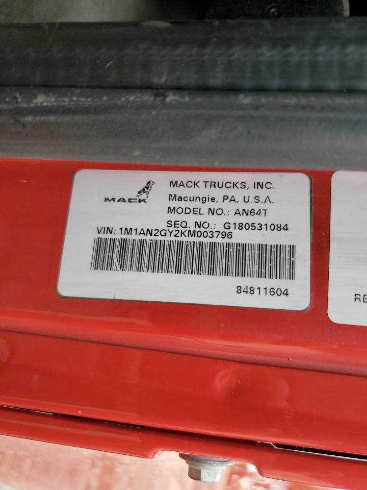 2019 Mack Anthem VIN: 1M1AN2GY2KM003796 Lot: 65386515