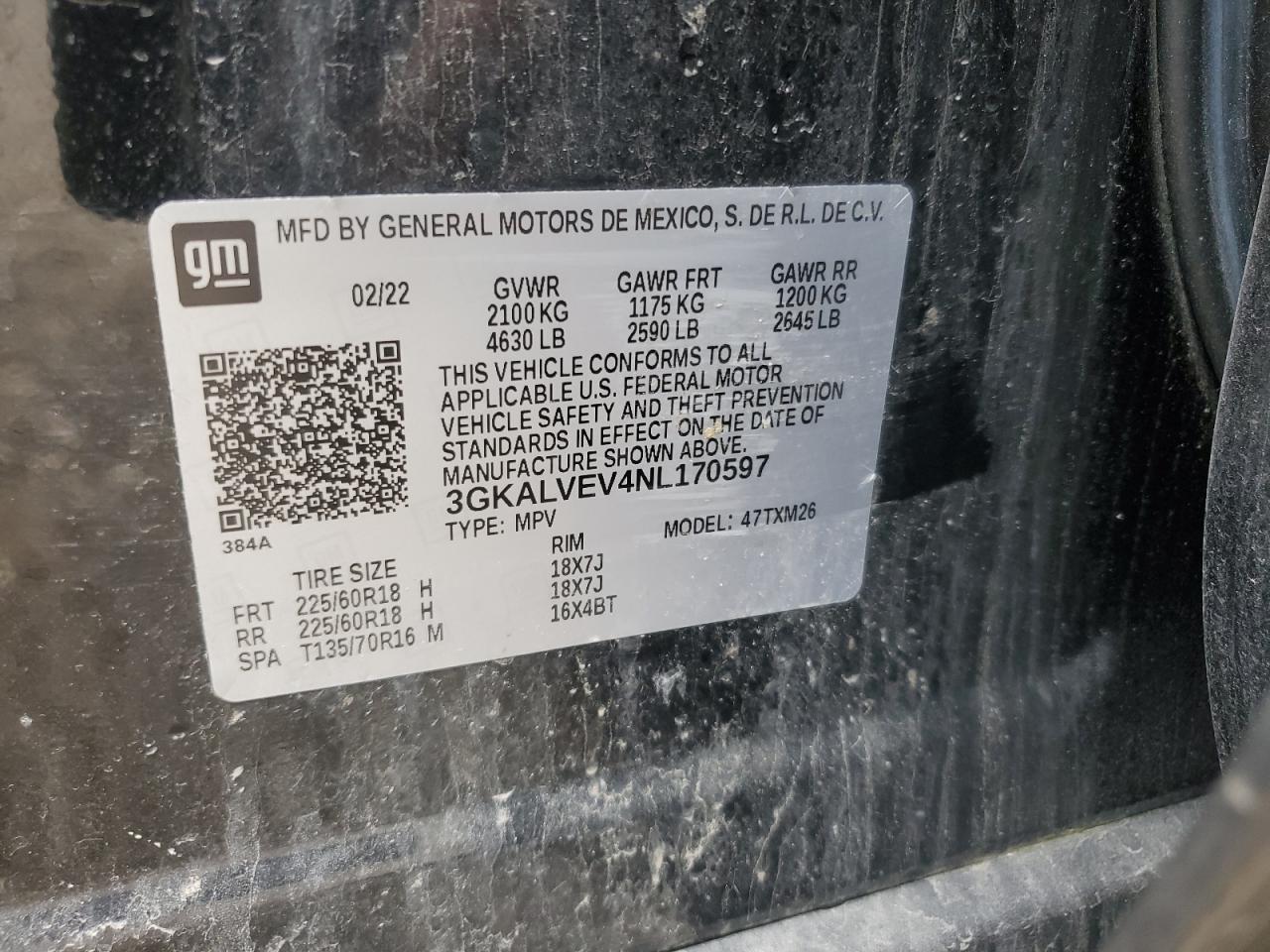 2022 GMC Terrain Slt VIN: 3GKALVEV4NL170597 Lot: 65003055