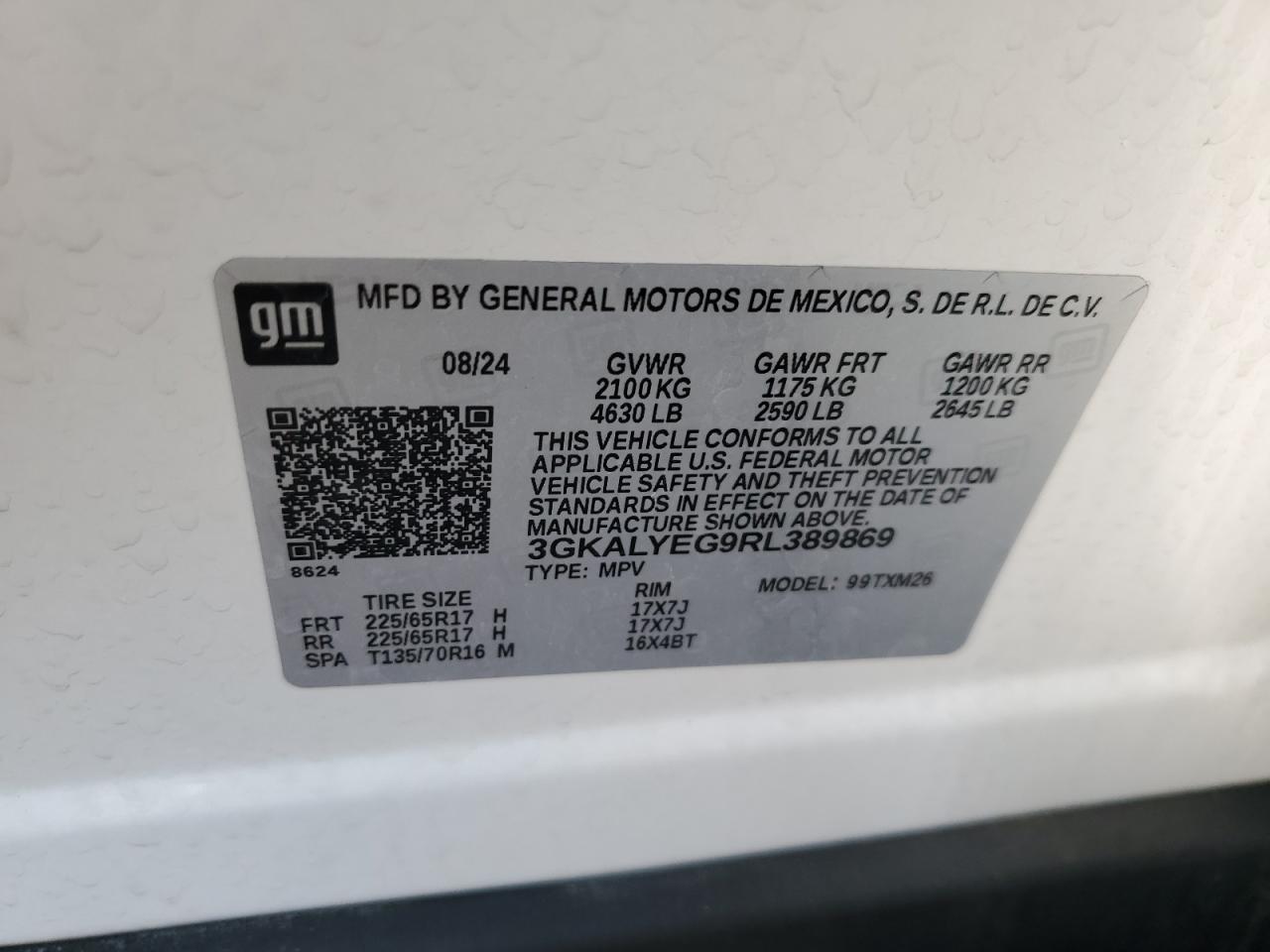 2024 GMC Terrain At4 VIN: 3GKALYEG9RL389869 Lot: 64639105