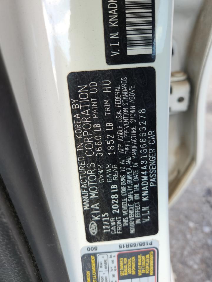 2016 Kia Rio Lx VIN: KNADM4A31G6663278 Lot: 64808025