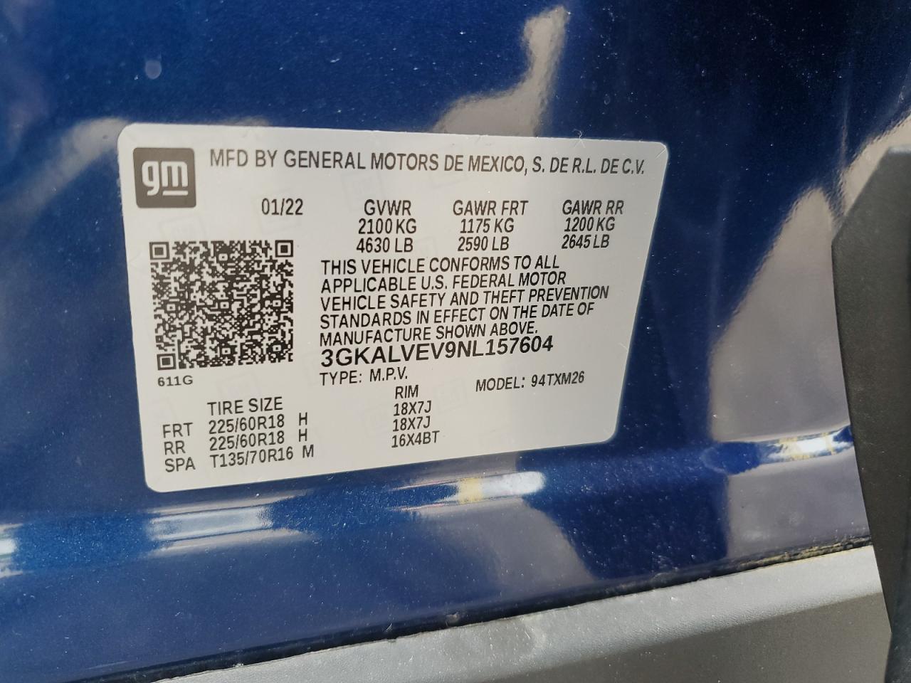 2022 GMC Terrain Slt VIN: 3GKALVEV9NL157604 Lot: 65389445